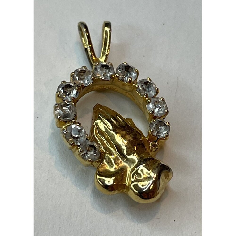 Crystal Halo Praying Hands Pendant
